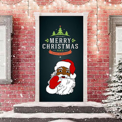 Aperturee - Black Santa Claus Merry Christmas Door Cover Decor