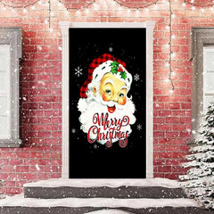 Aperturee - Black Santa Claus Snowflake Christmas Door Cover