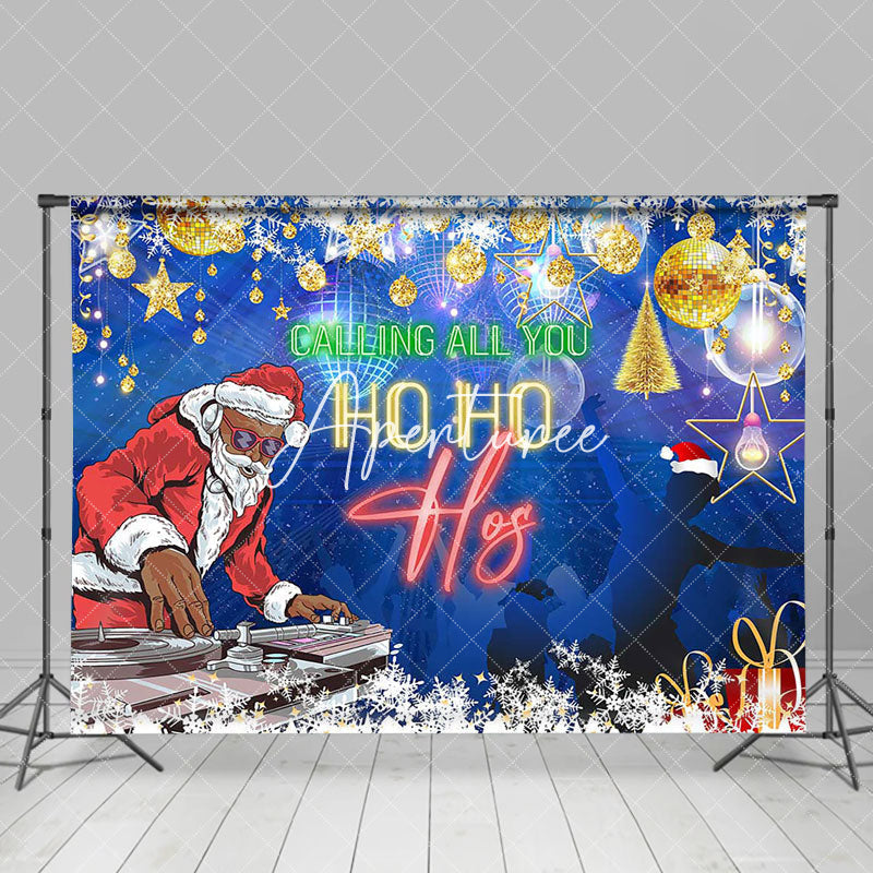 Aperturee - Black Santa Disco Calling All You Ho Ho Hos Backdrop