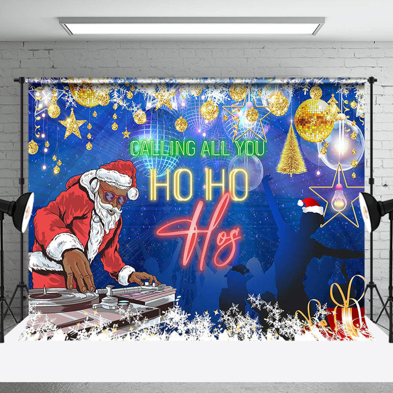 Aperturee - Black Santa Disco Calling All You Ho Ho Hos Backdrop