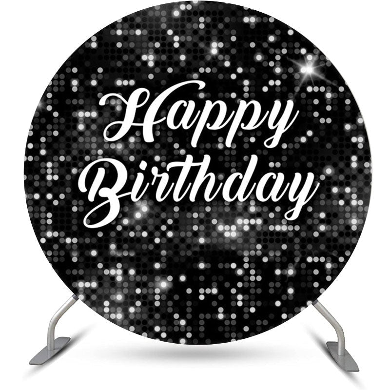 Aperturee - Black Sequin Bokeh Sparkling Round Birthday Backdrop