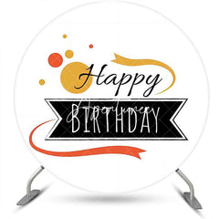 Aperturee - Black Sign Golden Dots Round Happy Birthday Backdrop