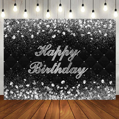 Aperturee - Black Silver Diamond Glitter Birthday Party Backdrop