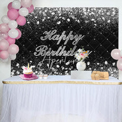 Aperturee - Black Silver Diamond Glitter Birthday Party Backdrop