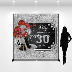 Aperturee - Black Silver Red Custom 30th Birthday Party Backdrop