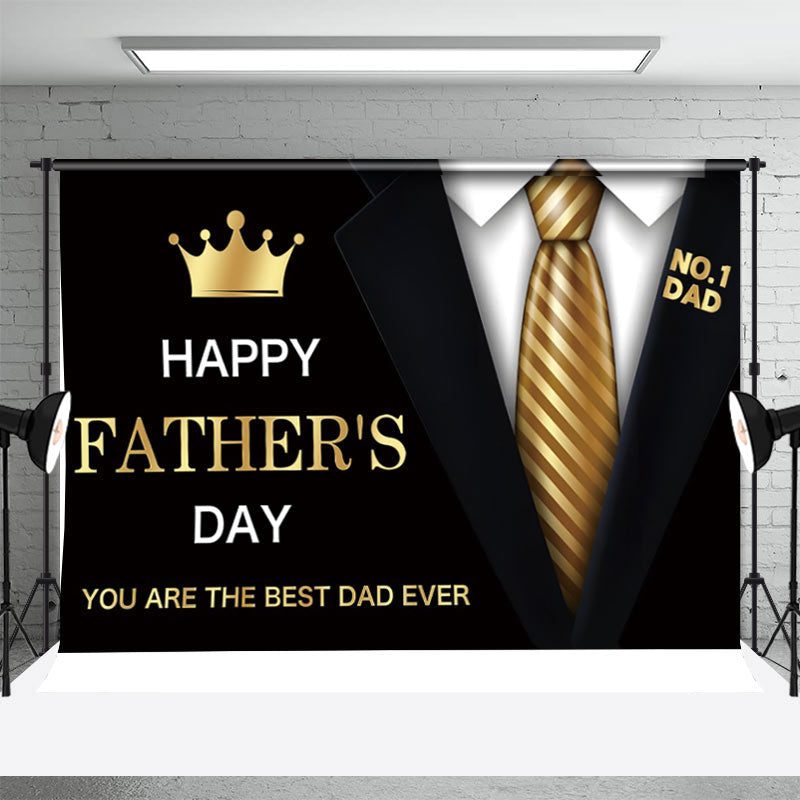 Aperturee - Black Siut Golden Tie Crown Fathers Day Backdrop