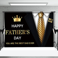 Aperturee - Black Siut Golden Tie Crown Fathers Day Backdrop