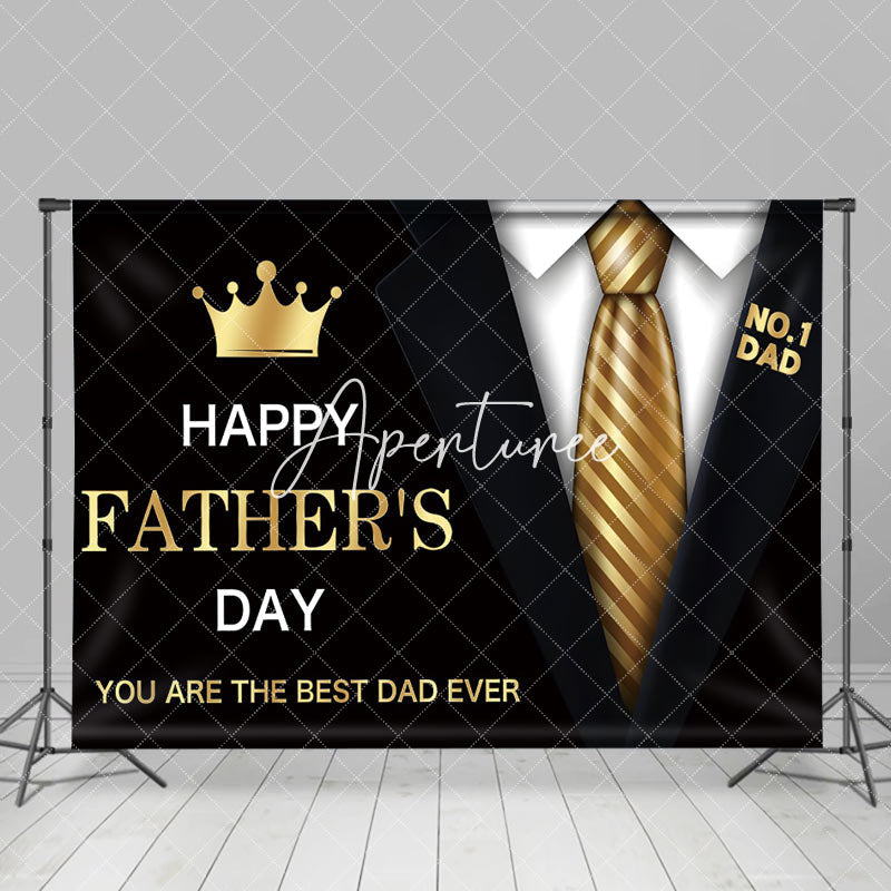 Aperturee - Black Siut Golden Tie Crown Fathers Day Backdrop