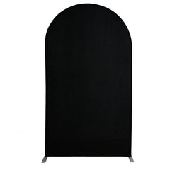 Aperturee Black Spandex Fit Round Top Backdrop Wedding Arch Cover