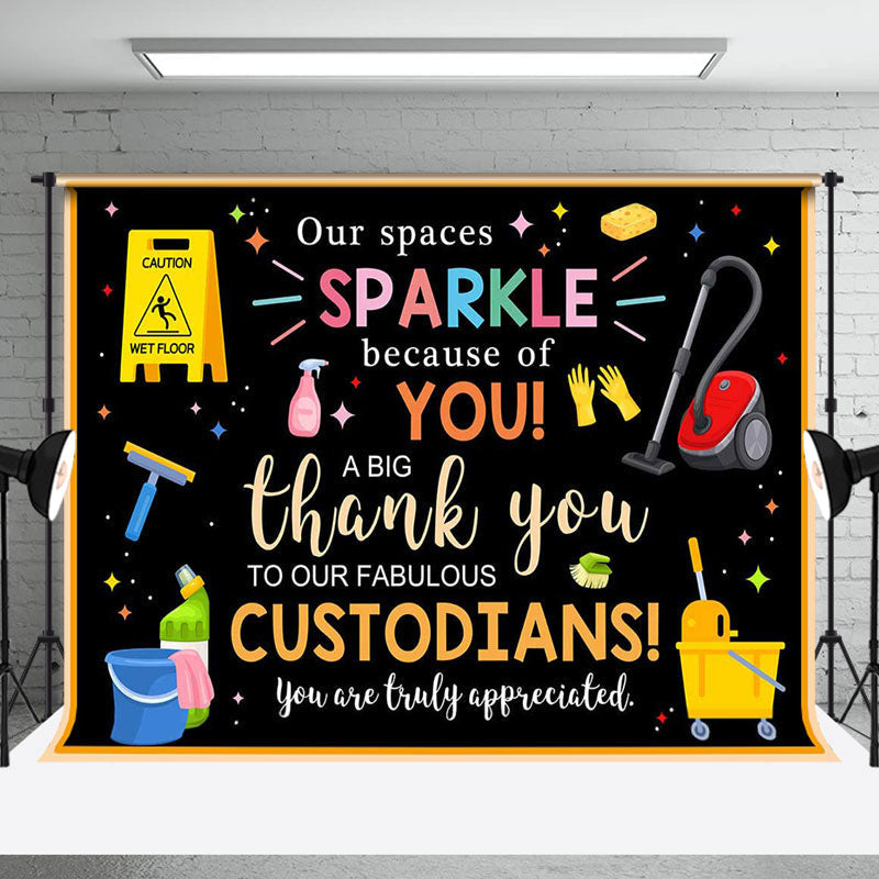 Aperturee - Black Sparkle Because Of You Custodians Backdrop