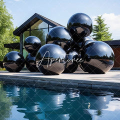 Aperturee - Black Sphere Mirror Ball Reflective Decorative Ball