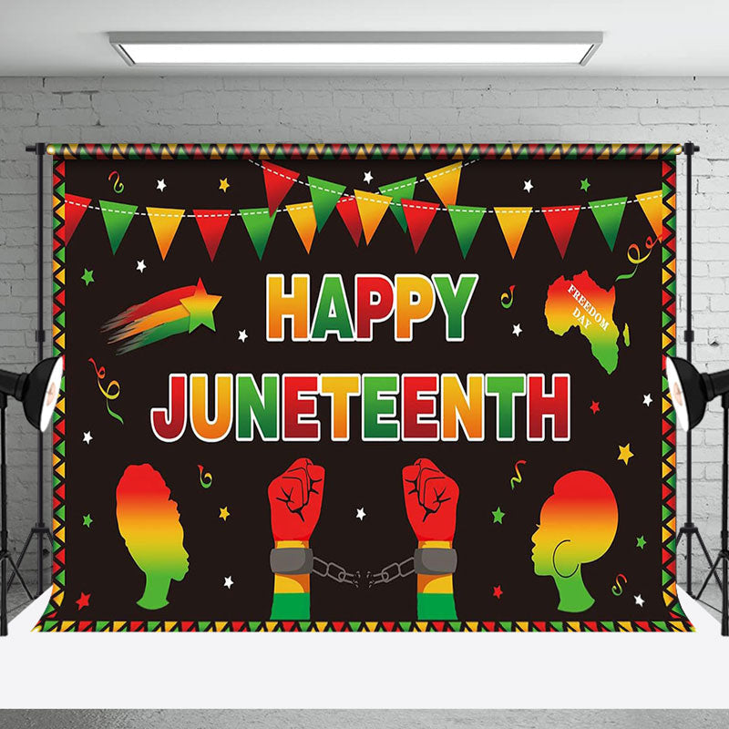 Aperturee - Black Stars Freedom Happy Juneteenth Party Backdrop