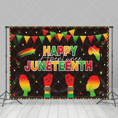 Aperturee - Black Stars Freedom Happy Juneteenth Party Backdrop