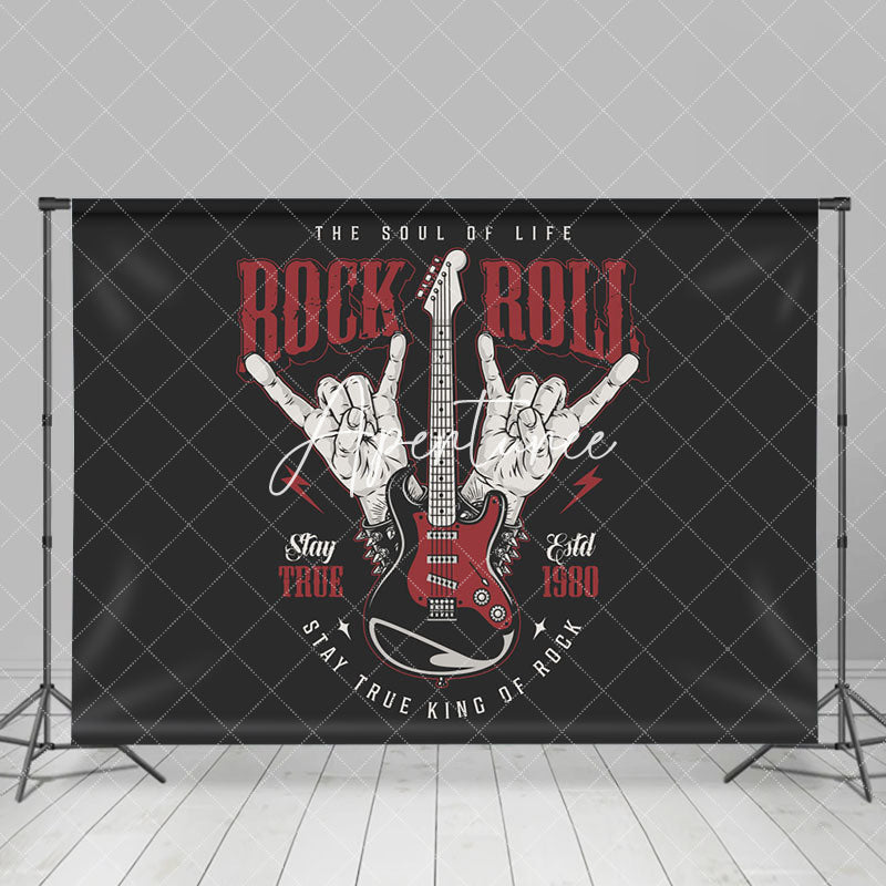 Aperturee - Black Stay True Rock And Roll Musical Party Backdrop