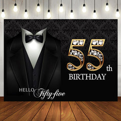 Aperturee - Black Suit Happy 55th Birthday Backdrop For Men