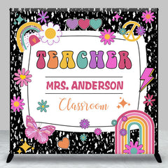 Aperturee - Black Teacher Rainbow Custom Back To School Backdrop