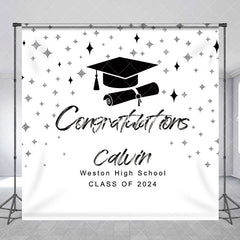 Aperturee - Black White Bachelor Cap Custom Graduation Backdrop