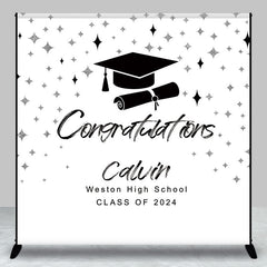 Aperturee - Black White Bachelor Cap Custom Graduation Backdrop