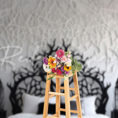 Aperturee - Black White Branch Headboard Photo Backdrop