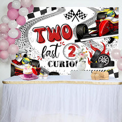 Aperturee - Black White Flag Race Track 2nd Birthday Backdrop