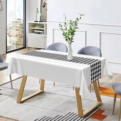 Aperturee - Black White Gingham Modern Indoor Rectangle Tablecloth