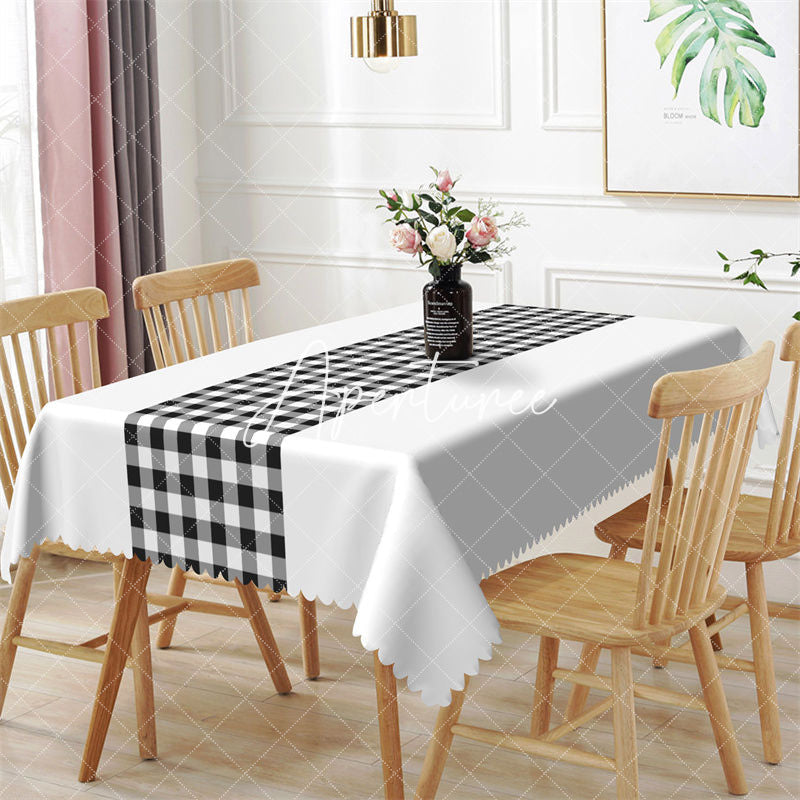 Aperturee - Black White Gingham Modern Indoor Rectangle Tablecloth