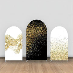 Aperturee - Black White Gold Glitter Party Arch Backdrop Kit