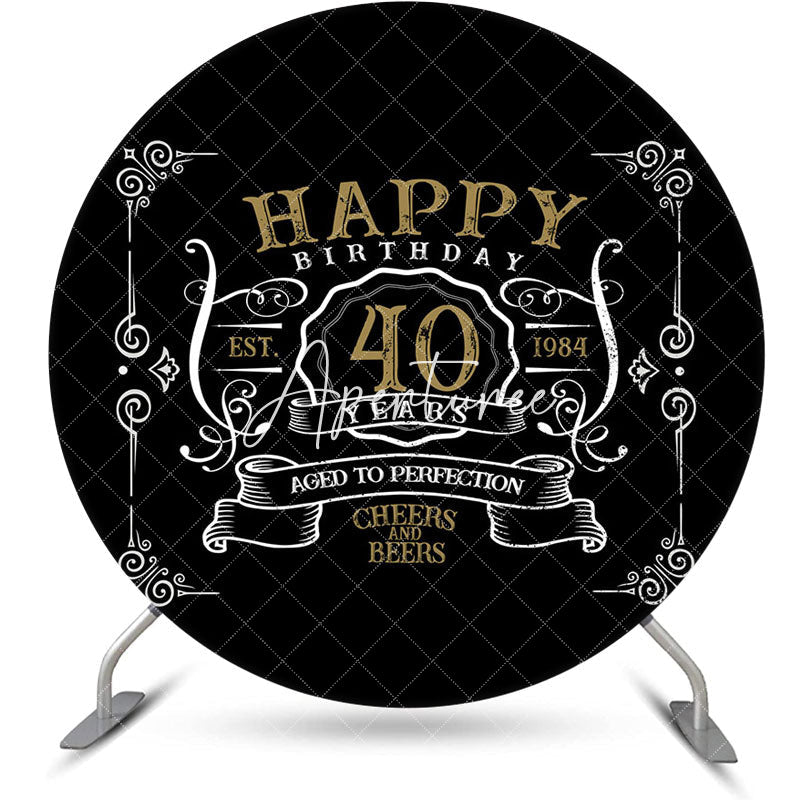 Aperturee - Black White Gold Legend Round 40th Birthday Backdrop