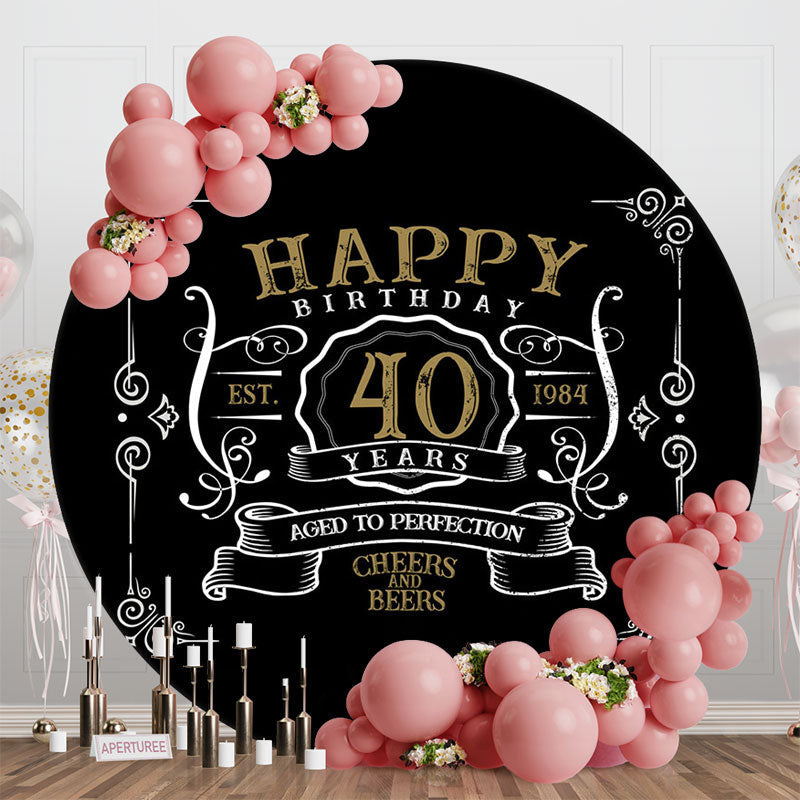 Aperturee - Black White Gold Legend Round 40th Birthday Backdrop