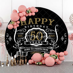 Aperturee - Black White Gold Legend Round 50th Birthday Backdrop