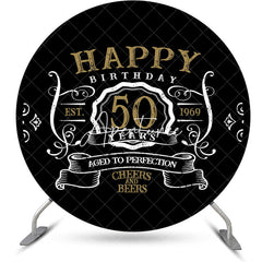 Aperturee - Black White Gold Legend Round 50th Birthday Backdrop