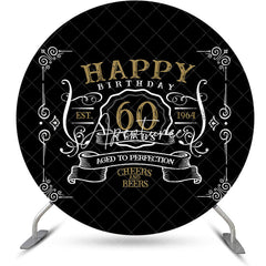 Aperturee - Black White Gold Legend Round 60th Birthday Backdrop