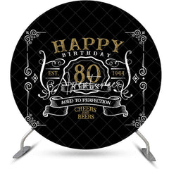 Aperturee - Black White Gold Legend Round 80th Birthday Backdrop