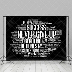 Aperturee - Black White Inspirational Quotes Backdrop For Party