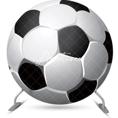 Aperturee - Black White Lifelike Football Circle Party Backdrop