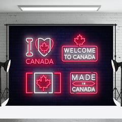 Aperturee - Black White Pink Neon Welcome To Canada Backdrop