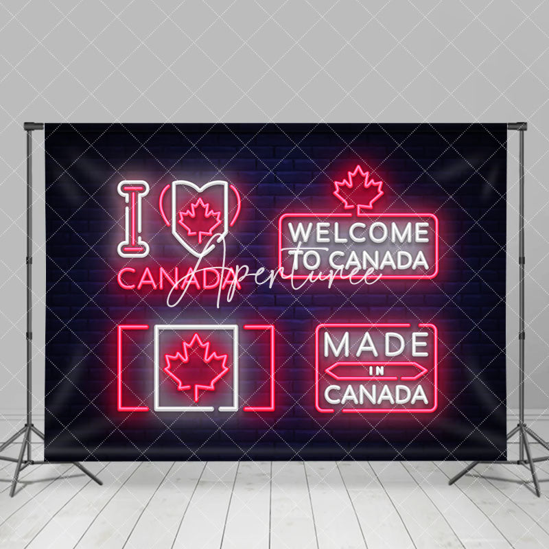 Aperturee - Black White Pink Neon Welcome To Canada Backdrop