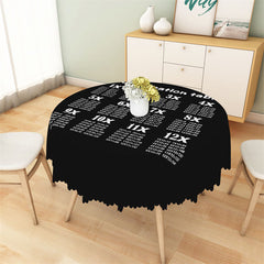 Aperturee - Black White Simple Multiplication Round Tablecloth