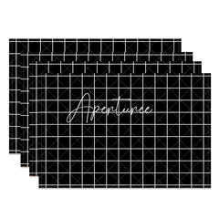 Aperturee - Black White Simple Plaid Modern Set Of 4 Placemats