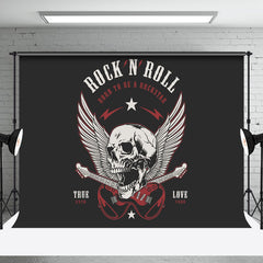 Aperturee - Black White Skull Guitar Rock N Roll Party Backdrop