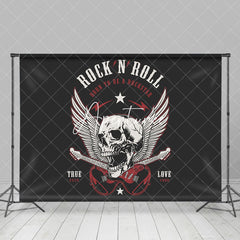 Aperturee - Black White Skull Guitar Rock N Roll Party Backdrop