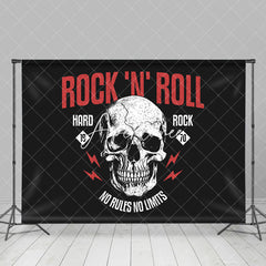 Aperturee - Black White Skull Red Rock N Roll Party Backdrop