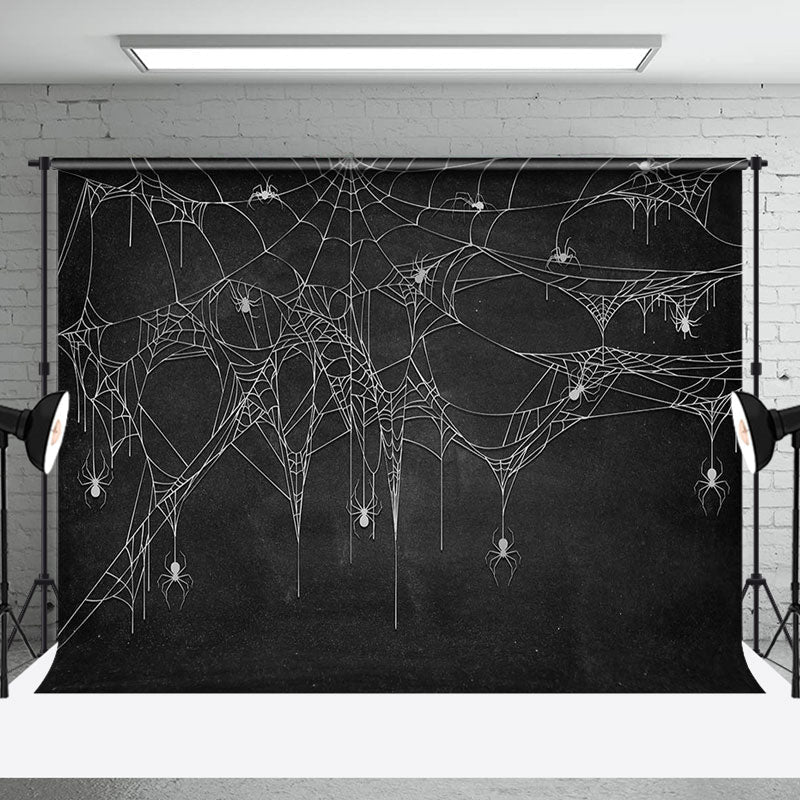 Aperturee - Black White Spider Web Backdrop For Halloween Party