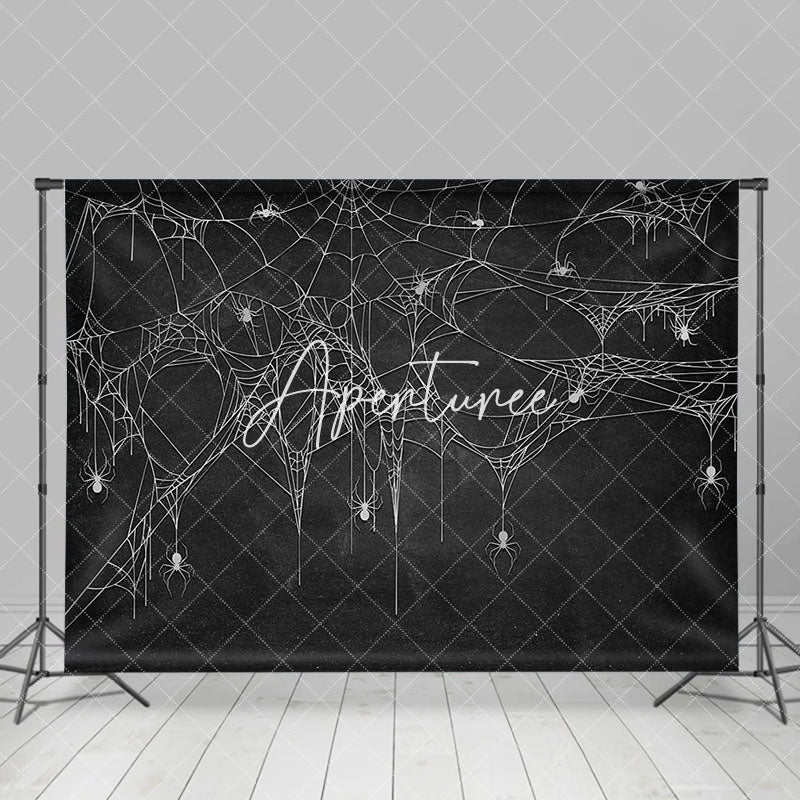 Aperturee - Black White Spider Web Backdrop For Halloween Party