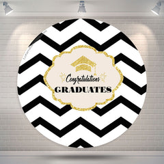 Aperturee Black White Stripes Round Congrats Grad Backdrop