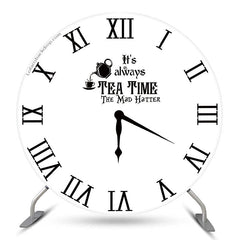 Aperturee Black White Tea Time Round Clock Backdrop Cover