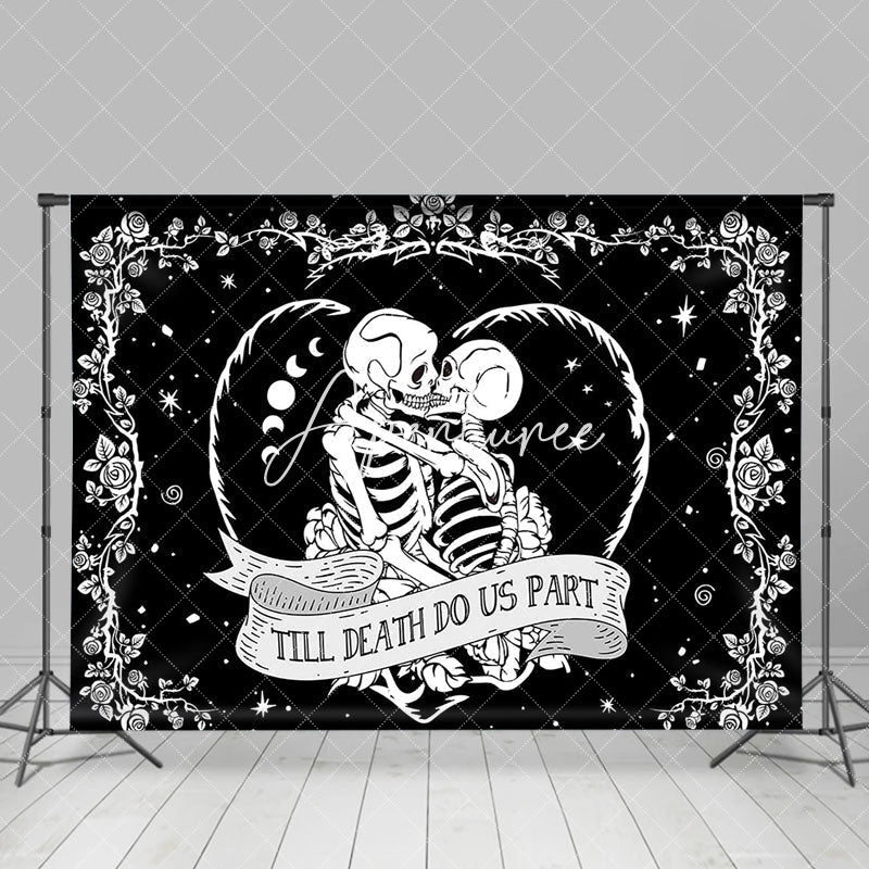 Aperturee - Black White Till Death Do Us Part Wedding Backdrop