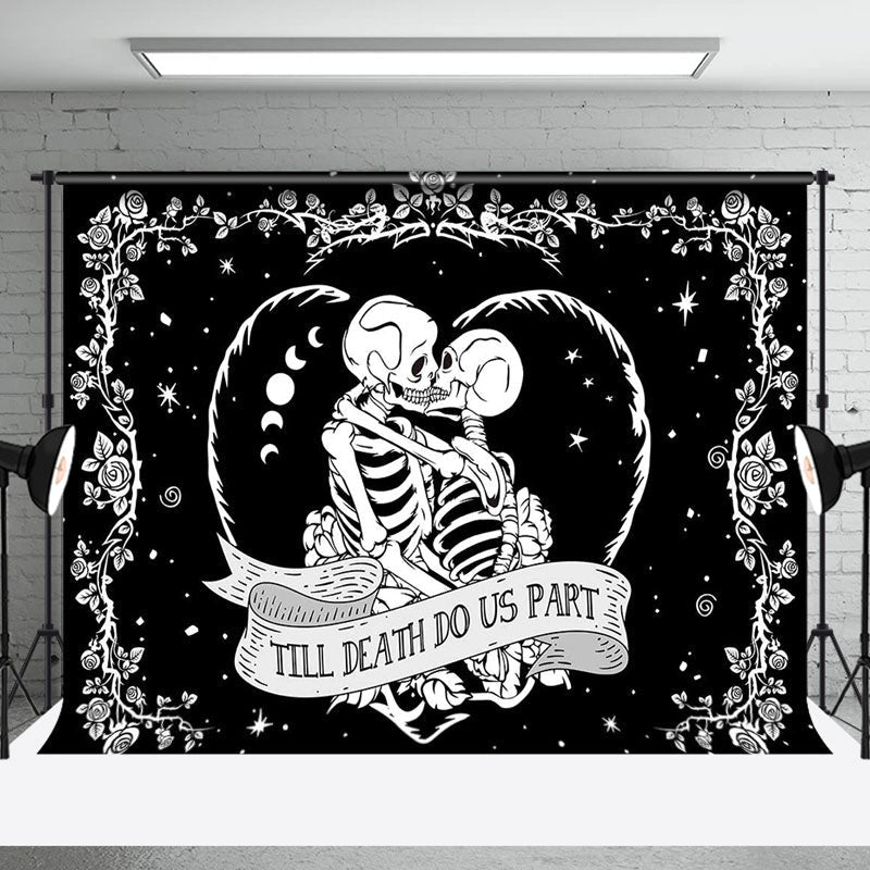 Aperturee - Black White Till Death Do Us Part Wedding Backdrop