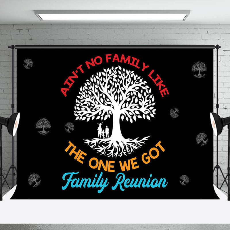 Aperturee - Black White Tree Backdrop For Family Reunion Party