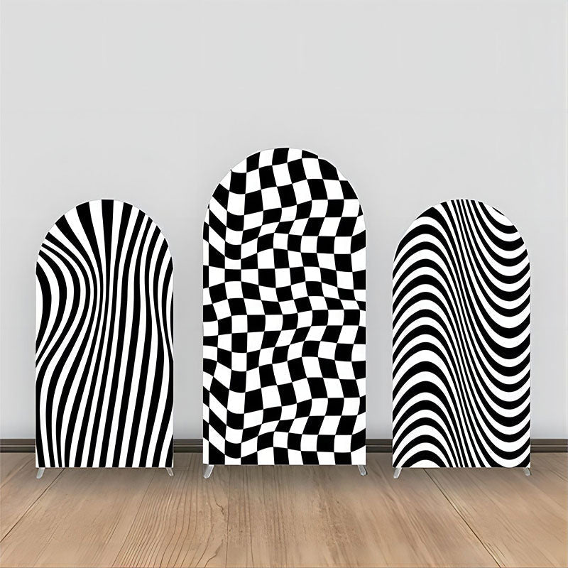 Aperturee - Black White Zebra Prints Plaid Arch Backdrop Kit